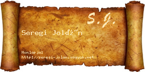Seregi Jolán névjegykártya